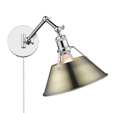 Golden 3306-A1W CH-AB - Yep by Golden Lighting Orwell 1-light Swing Arm Wall Lamp in Chrome and Aged Brass shade